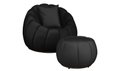 Ver imagem 2 de Kit Poltrona Decorativa C/ Puff + Almofada Concha Veludo Preto - Londrilar