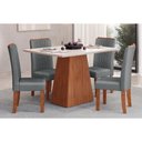 Ver imagem 1 de Conjunto: Mesa Sala Jantar Dulce Tampo Madeirado C/ Vidro Reto 180x90cm e 4 Cadeiras Zoe Freijo/off