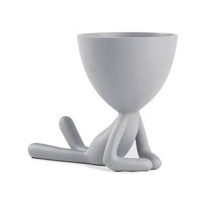 Vaso Bob Poliresina Sentado de Barriga Pra Baixo:Cinza