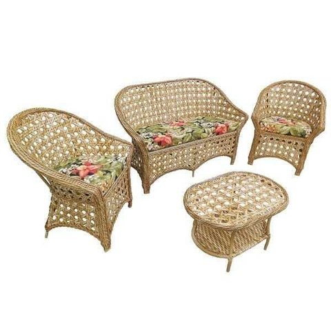 Conjunto de Sofá Fibra Sintética Trançado Berlim - 1 Sofá 2L + 2 Poltronas + 1 Mesa de Centro