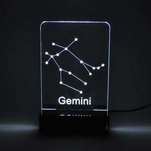 Abajur Signo Gêmeos de Acrílico com LED Branco