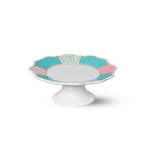 Prato de Bolo Ceramica C/pé Belle Romance Colors 27,5x11cm