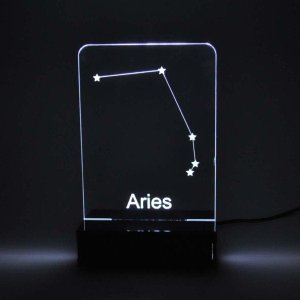 Abajur Signo Áries de Acrílico com LED Branco