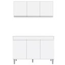 Ver imagem 1 de Aéreo 3 Portas Lena + Gabinete Balcão Daiane 3 Portas para Cozinha Branco - Bela Móveis