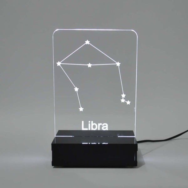 Abajur e Luminária Signo Libra de Acrílico com Led Branco - 2