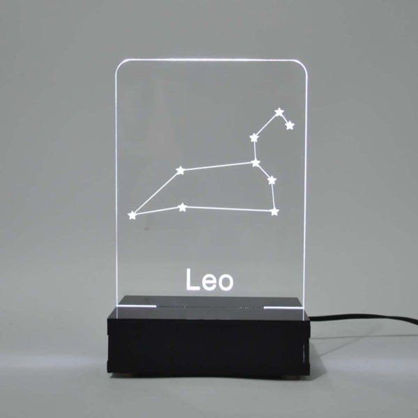 Abajur e Luminária Signo Leão de Acrílico com Led Branco - 2