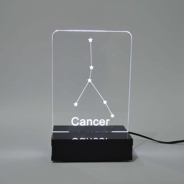Abajur e Luminária Signo Câncer de Acrílico com LED Branco - 2