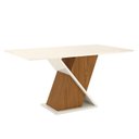Ver imagem 1 de Mesa de Jantar Solus 160 Cm Tampo Reto com Vidro Nature Off White – Henn