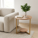 Ver imagem 6 de Mesa Lateral Siena Decorativa 49cm Redonda MDF e Pés em Aço Metalon Amadeirado/Dourado Lh Móveis