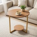 Ver imagem 7 de Mesa Lateral Siena Decorativa 49cm Redonda MDF e Pés em Aço Metalon Amadeirado/Dourado Lh Móveis
