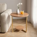 Ver imagem 5 de Mesa Lateral Siena Decorativa 49cm Redonda MDF e Pés em Aço Metalon Amadeirado/Dourado Lh Móveis