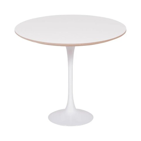 Mesa Saarinen Lateral Fórmica Branca 42cm - Base Branca Mgsaarinen