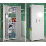 Gabinete Branco Armário 2 Portas Alto Com 4 Rodinhas - 6
