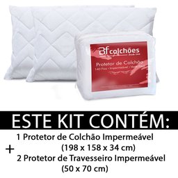 Protetor De Colchão + Capa De Travesseiro Queen 100% Impermeável Matelassado 140 Fios 100% Algodão - 2