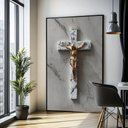 Ver imagem 1 de Quadro Crucifixo Jesus: Moldura Preta/ 60x90