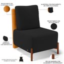 Ver imagem 4 de Poltrona Decorativa Sala Estar Living Pés Madeira Hungria L02 Couríssimo Whisky Bouclê Preto - Lyam 