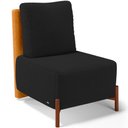 Ver imagem 1 de Poltrona Decorativa Sala Estar Living Pés Madeira Hungria L02 Couríssimo Whisky Bouclê Preto - Lyam 