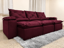 Ver imagem 4 de Sofá Retrátil e Reclinável 2,75m em Tecido Veludo c/ Pillow Nos Braços - Montagem Inclusa:Vinho