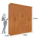 Ver imagem 2 de Guarda Roupa Casal 6 Portas 4 Gavetas Arizona S/ Espeho S/ Pés - Tcil Cinamomo