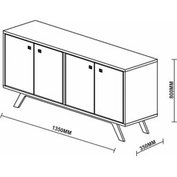 Balcão Livia 1,35m - New Ceval - CASTANHO / PROTECT BRANCO - 3