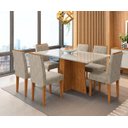 Ver imagem 1 de Conjunto Sala de Jantar Mesa Ana 1,60m Tampo com Vidro e 6 Cadeiras Amanda - New Ceval - Ypê / Offwh
