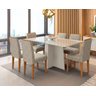 Conjunto Sala de Jantar Mesa Ana 1,60M Tampo com Vidro e 6 Cadeiras Amanda - New Ceval - Off White - 1