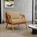 Ver imagem 2 de Kit 04 Poltronas Decorativas Sala Estar Pietra L02 Couríssimo Camel Linho Bege Escuro - Lyam Decor