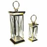 Conjunto de Lanternas Metal e Vidro Dourada 2 Peças - 1
