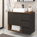 Ver imagem 1 de Gabinete Banheiro Suspenso 80cm com 02 Portas 03 Gavetas e Nicho com Cuba Vitória