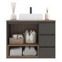 Ver imagem 2 de Gabinete Banheiro Suspenso 80cm com 02 Portas 03 Gavetas e Nicho com Cuba Vitória