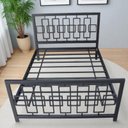 Ver imagem 3 de Cama Casal Robusta Aço Ferro Tamanho Queen 158cmx198cm Cor Preto Estilo Industrial Ca-05