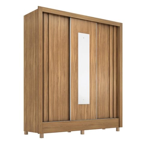 Guarda Roupa Ravel Quarto com 3 Portas e 2 Gavetas Espelho Amendola/off White