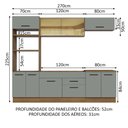 Ver imagem 4 de Armário de Cozinha Completa 270cm Rustic Cinza Agata Madesa 03