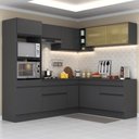 Ver imagem 2 de Armário de Cozinha Completa de Canto com Rodapé Veneza Multimóveis Mp2099.895 Preto