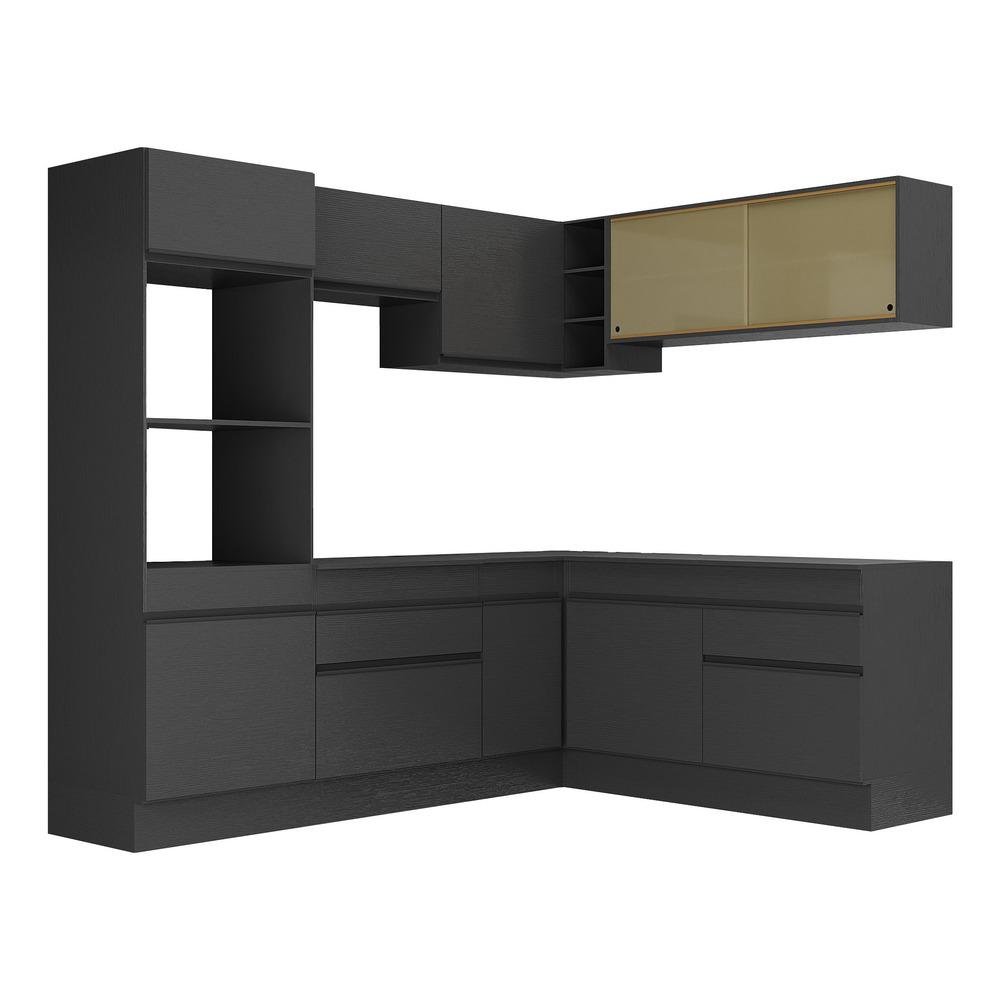 Armário de Cozinha Completa de Canto com Rodapé Veneza Multimóveis MP2099.895 Preto - 7