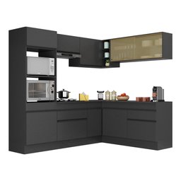 Armário de Cozinha Completa de Canto com Rodapé Veneza Multimóveis MP2099.895 Preto - 3