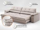 Ver imagem 3 de Sofá com Carregador Usb Retrátil Reclinável Montreal 2,10m Velosuede Areia - Netsofas