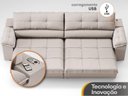 Ver imagem 5 de Sofá com Carregador Usb Retrátil Reclinável Montreal 2,10m Velosuede Areia - Netsofas
