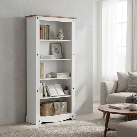 Estante Multiuso em Madeira Maciça Branco