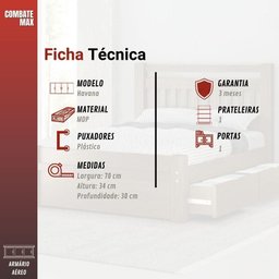 Armário Aéreo Basculante 1 Porta Havana Rovere - 3