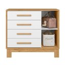 Ver imagem 3 de Cômoda P/ Roupas Quarto Infantil Bebê 4 Gavetas 1 Porta Q Encanto Slim 4355 Qmovi Freijó / Branco -