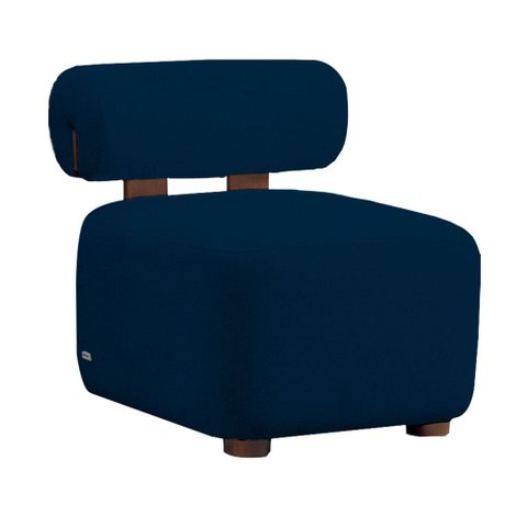 Poltrona Livi Tecido Bouclê Azul - Vallisa Decor