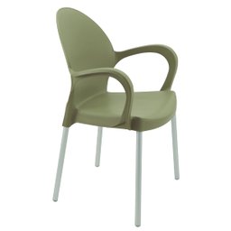 Cadeira Tramontina Grace Empilhável Verde Oliva em Polipropileno Pés Alumínio - 1
