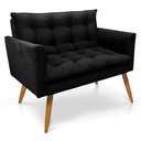 Ver imagem 1 de Namoradeira 2 Lugares Thais Suede Preto Pés Palito Castanho - Slk Decor