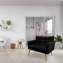 Ver imagem 2 de Namoradeira 2 Lugares Thais Suede Preto Pés Palito Castanho - Slk Decor