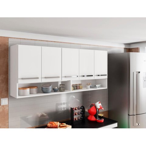 Armario Cozinha Multiuso 5 Portas Filipinas Branco Bela Casa