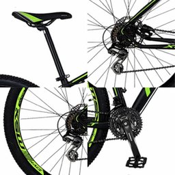 Bicicleta Aro 29 KSW 24V Câmbio Shimano Acera Freio a Disco Hidráulico Susp com Trava Pto e Verde - 3