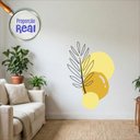 Ver imagem 1 de Adesivo Floral Boho Amarelo Estilo Nórdico 100x69 Minimalista Mod.02