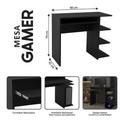 Mesa Escrivaninha para Computador Escritório Home Office Pc Gamer.:preto - 6