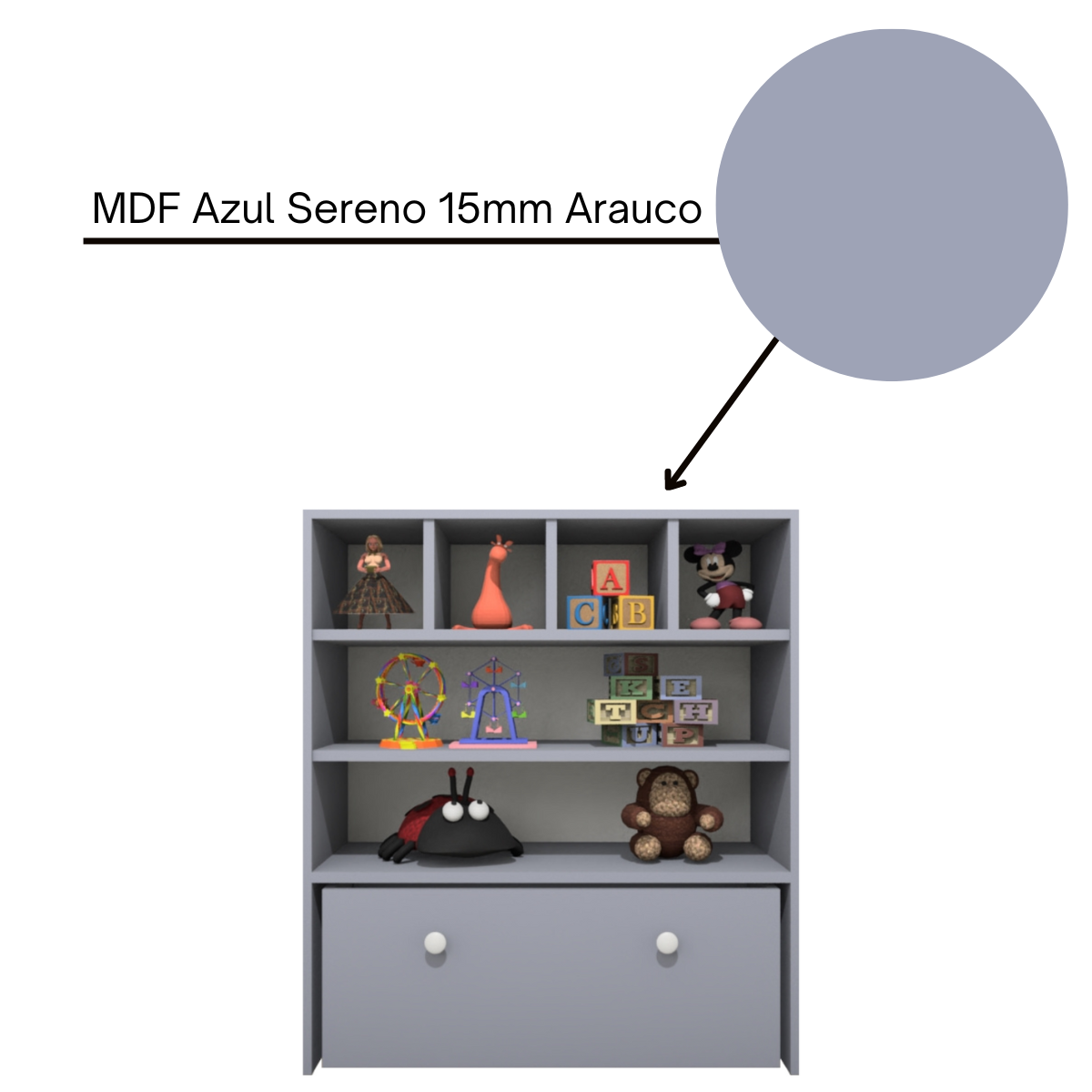 Estante Organizadora de Brinquedos Infantil em Mdf Plancasa:azul Sereno - 8